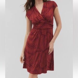 Soma Soft Jersey Built In Bra Dress Casual Travel Office Red Palm Size Large